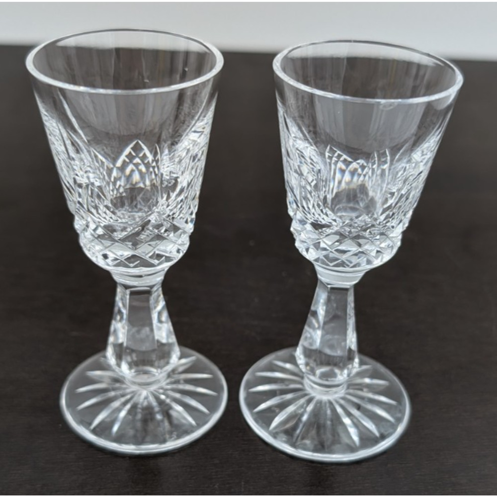 Kenmare by Waterford Irish Cut Crystal Set of 2 Cordial Glasses 3 7/8" Vintage